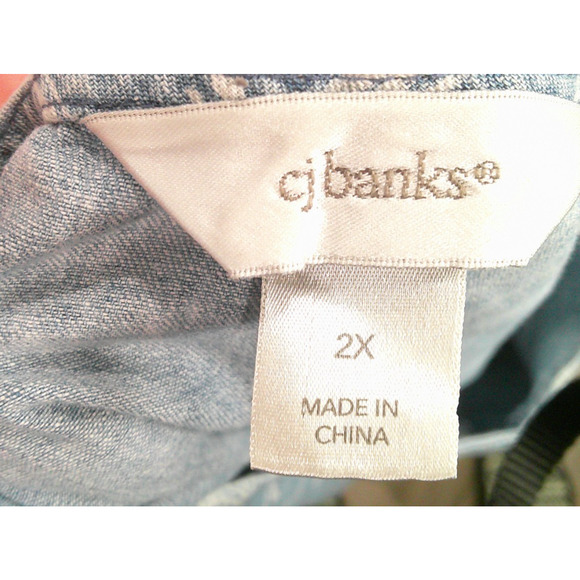 C.J. Banks Sleeveless Shift Jean Dress with White Palm Trees Women's 2X - Picture 6 of 8